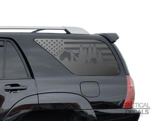 USA Flag w/camping Outdoor scene Decal for 2003 - 2009 Toyota 4Runner Windows - Matte Black