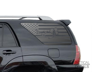 USA Flag w/ beach ocean Outdoor scene Decal for 2003 - 2009 Toyota 4Runner Windows - Matte Black