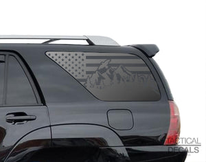 USA Flag w/Animal wildlife Outdoor scene Decal for 2003 - 2009 Toyota 4Runner Windows - Matte Black