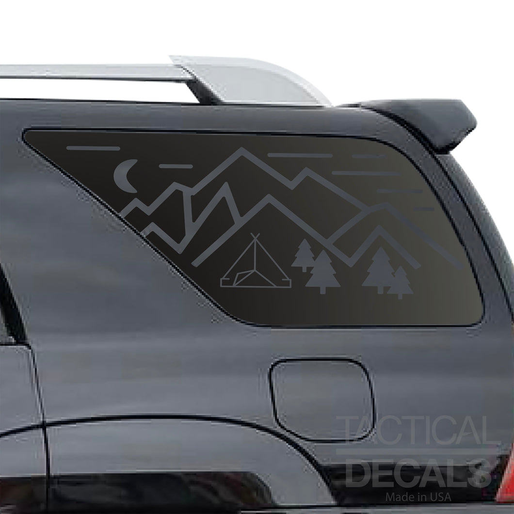 Minimalist Mountain Scene Decal for 2003 - 2009 Toyota 4Runner Windows - Matte Black