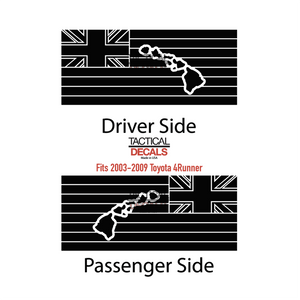State of Hawaii Flag Decal for 2003 - 2009 Toyota 4Runner Windows - Matte Black