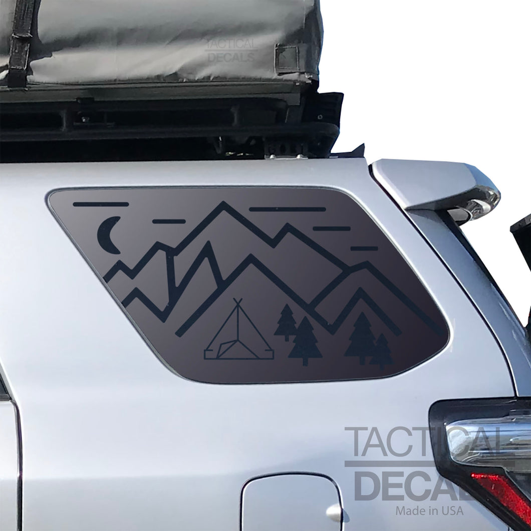 Mountain Scene Design Decal for 2010 - 2024 Toyota 4Runner Windows - Matte Black