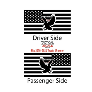 USA Flag with Eagle Decal for 2010 - 2024 Toyota 4Runner Windows - Matte Black