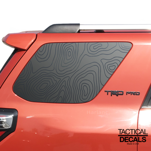 Topographic Map Decal for 2010 - 2023 Toyota 4Runner Windows - Matte Black