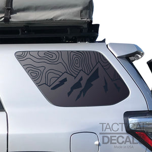 Topography Mountain Scene Design Decal for 2010 - 2024 Toyota 4Runner Windows - Matte Black