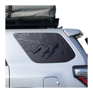 Topography Mountain Scene Design Decal for 2010 - 2024 Toyota 4Runner Windows - Matte Black