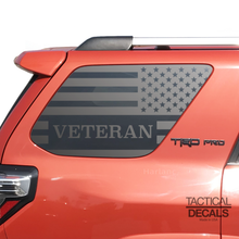 Load image into Gallery viewer, Veteran - USA Flag Decal for 2010 - 2023 Toyota 4Runner Windows - Matte Black
