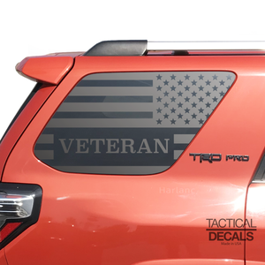 Veteran - USA Flag Decal for 2010 - 2023 Toyota 4Runner Windows - Matte Black