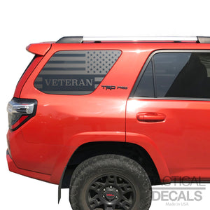 Veteran - USA Flag Decal for 2010 - 2023 Toyota 4Runner Windows - Matte Black