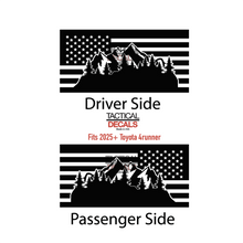 Load image into Gallery viewer, USA Flag w/Mountain scene Decal for 2025 Toyota 4Runner Windows - Matte Black
