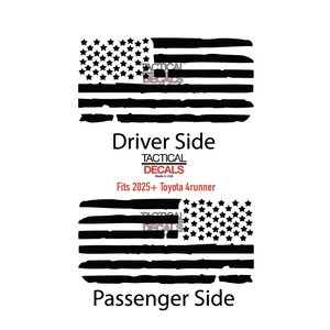 Distressed II USA Flag Decal for 2025 Toyota 4Runner Windows - Matte Black