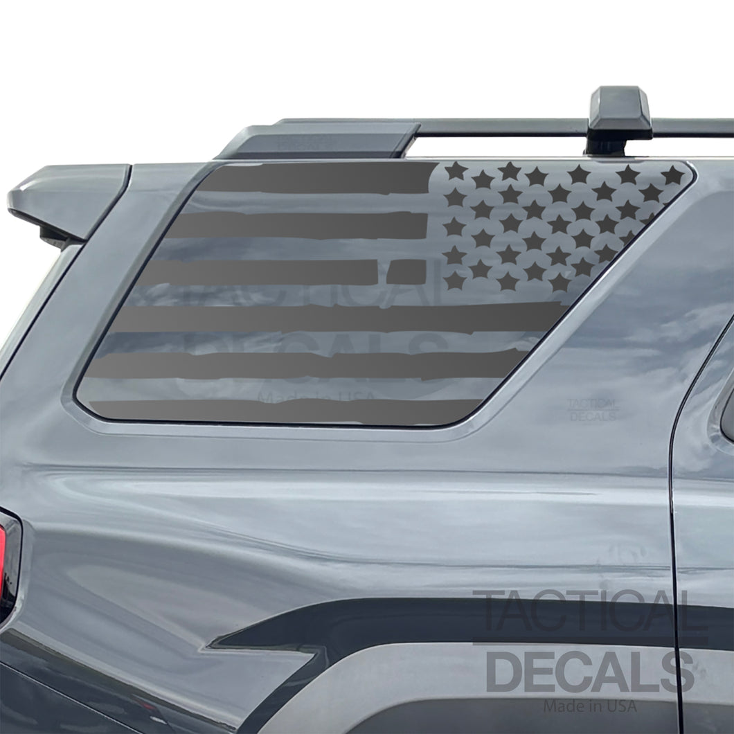 Distressed II USA Flag Decal for 2025 Toyota 4Runner Windows - Matte Black