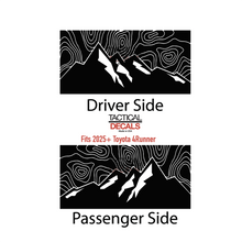 Load image into Gallery viewer, Topography Map with mountains Decal for 2025 Toyota 4Runner Windows - Matte Black
