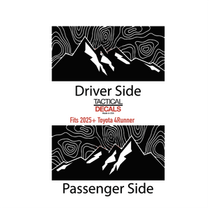 Topography Map with mountains Decal for 2025 Toyota 4Runner Windows - Matte Black