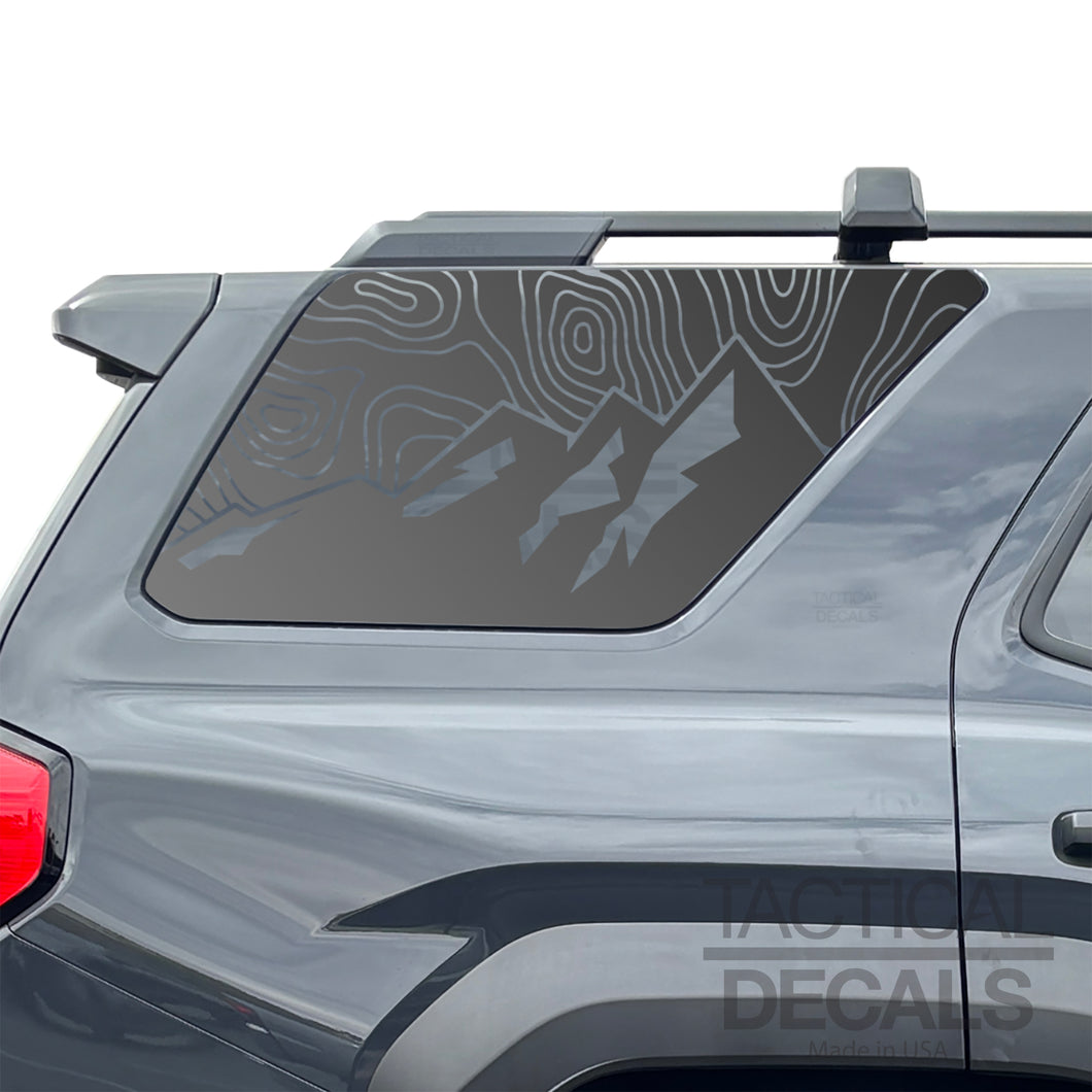 Topography Map with mountains Decal for 2025 Toyota 4Runner Windows - Matte Black