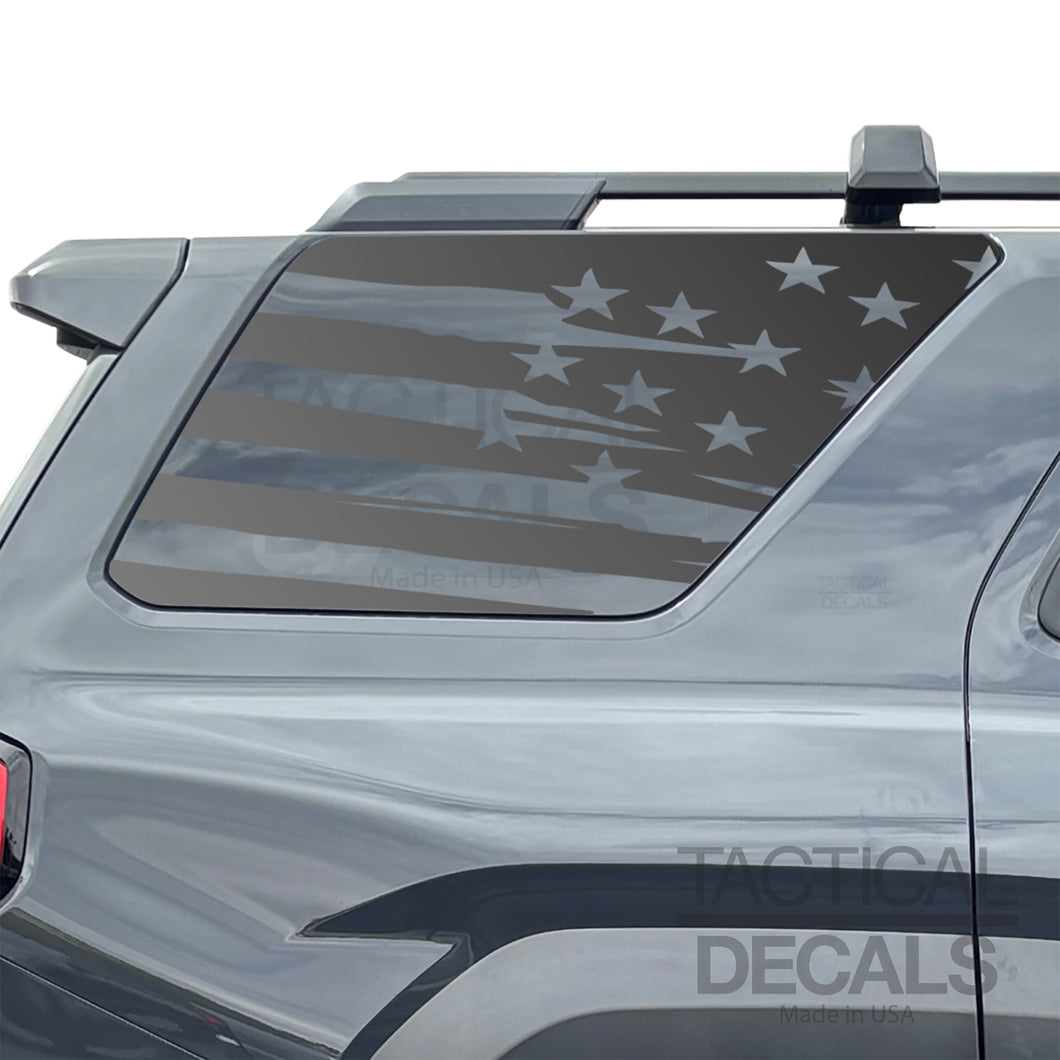 Distressed USA Flag Decal for 2025 Toyota 4Runner Windows - Matte Black