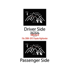 Load image into Gallery viewer, Minimalist Mountain Scene Decals for 2008-2013 Toyota Highlander 3rd Windows - Matte Black
