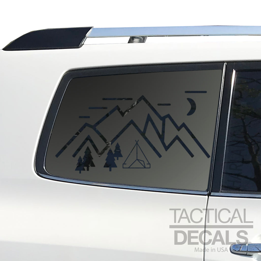 Minimalist Mountain Scene Decals for 2008-2013 Toyota Highlander 3rd Windows - Matte Black