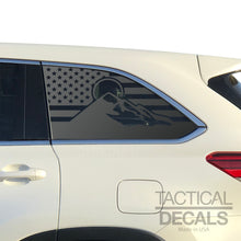 Load image into Gallery viewer, USA Flag with Mountain Scene Decals 2014-2019 Toyota Highlander Rear Windows - Matte Black
