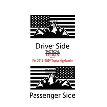 Load image into Gallery viewer, USA Flag with Mountain Scene Decals 2014-2019 Toyota Highlander Rear Windows - Matte Black
