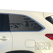 Load image into Gallery viewer, USA Flag with Mountain Scene Decals 2014-2019 Toyota Highlander Rear Windows - Matte Black
