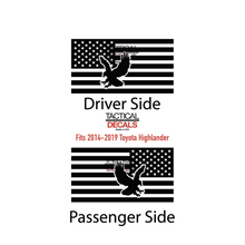 Load image into Gallery viewer, USA Flag with Eagle Decals 2014-2019 Toyota Highlander Rear Windows - Matte Black
