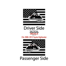 Load image into Gallery viewer, USA Flag with Mountain Scene Decals for 2008-2013 Toyota Highlander 3rd Windows - Matte Black
