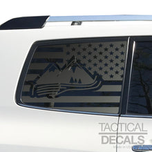 Load image into Gallery viewer, USA Flag with Mountain Scene Decals for 2008-2013 Toyota Highlander 3rd Windows - Matte Black
