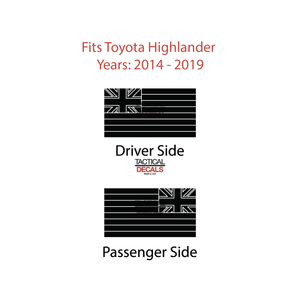 State of Hawaii Flag Decal for 2014-2019 Toyota Highlander 3rd Windows - Matte Black