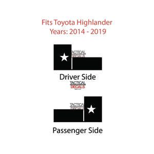 State of Texas Flag Decal for 2014-2019 Toyota Highlander 3rd Windows - Matte Black