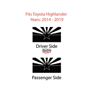 State of Arizona Flag Decal for 2014-2019 Toyota Highlander 3rd Windows - Matte Black