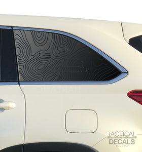 Topography Map Decals for 2014-2019 Toyota Highlander 3rd Windows - Matte Black