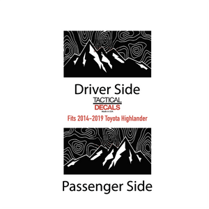 Topography Mountain Scene Decals 2014-2019 Toyota Highlander Rear Windows - Matte Black