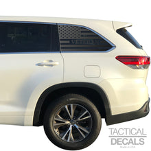 Load image into Gallery viewer, Veteran - USA Flag Decals for 2014-2019 Toyota Highlander 3rd Windows - Matte Black
