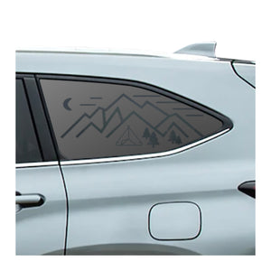 Minimalist Mountain Scene Decals 2020 - 2025 Toyota Highlander Rear Windows - Matte Black
