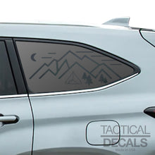 Load image into Gallery viewer, Minimalist Mountain Scene Decals 2020 - 2025 Toyota Highlander Rear Windows - Matte Black
