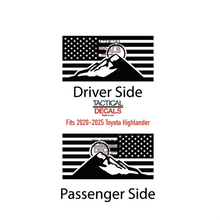 Load image into Gallery viewer, USA Flag with Mountain Scene Decals 2020 - 2025 Toyota Highlander Rear Windows - Matte Black
