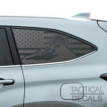Load image into Gallery viewer, USA Flag with Mountain Scene Decals 2020 - 2025 Toyota Highlander Rear Windows - Matte Black
