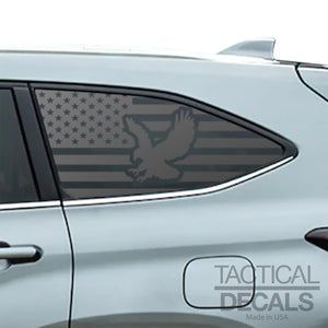 USA Flag with Eagle Decals 2020 - 2025 Toyota Highlander Rear Windows - Matte Black