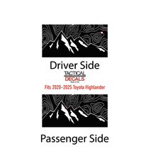 Load image into Gallery viewer, Topography Mountain Scene Decals 2020 - 2025 Toyota Highlander Rear Windows - Matte Black
