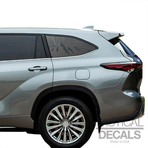 Topography Mountain Scene Decals 2020 - 2025 Toyota Highlander Rear Windows - Matte Black