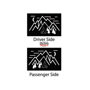 Minimalist Mountain Scene Decal for 1997 - 2006 Jeep Wrangler TJ 2 Door only - Hardtop Windows - Matte Black