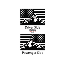 Load image into Gallery viewer, USA Flag with Mountains Decal for 1997 - 2006 Jeep Wrangler TJ 2 Door only - Hardtop Windows - Matte Black
