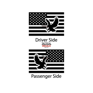 USA Flag with Eagle Decal for 1997 - 2006 Jeep Wrangler TJ 2 Door only - Hardtop Windows - Matte Black