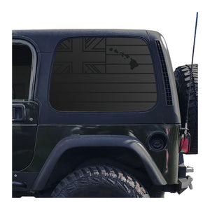 State of Hawaii Flag Decal for 1997 - 2006 Jeep Wrangler TJ 2 Door only - Hardtop Windows - Matte Black
