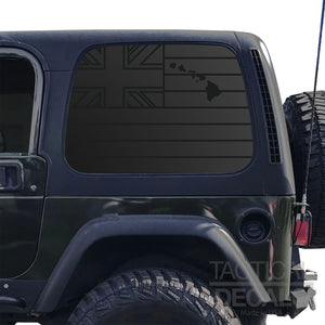 State of Hawaii Flag Decal for 1997 - 2006 Jeep Wrangler TJ 2 Door only - Hardtop Windows - Matte Black