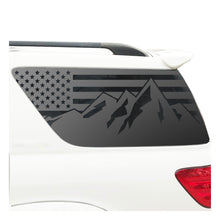 Load image into Gallery viewer, USA Flag w/ Mountain Scene Decal for 2000 - 2007 Toyota Sequoia Rear Windows - Matte Black
