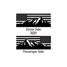 Load image into Gallery viewer, USA Flag w/ Mountain Scene Decal for 2000 - 2007 Toyota Sequoia Rear Windows - Matte Black
