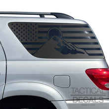 Load image into Gallery viewer, USA Flag w/ Mountain Scene Decal for 2001 - 2007 Toyota Sequoia Rear Windows - Matte Black
