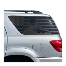 Load image into Gallery viewer, USA Flag w/ Mountain Scene Decal for 2001 - 2007 Toyota Sequoia Rear Windows - Matte Black
